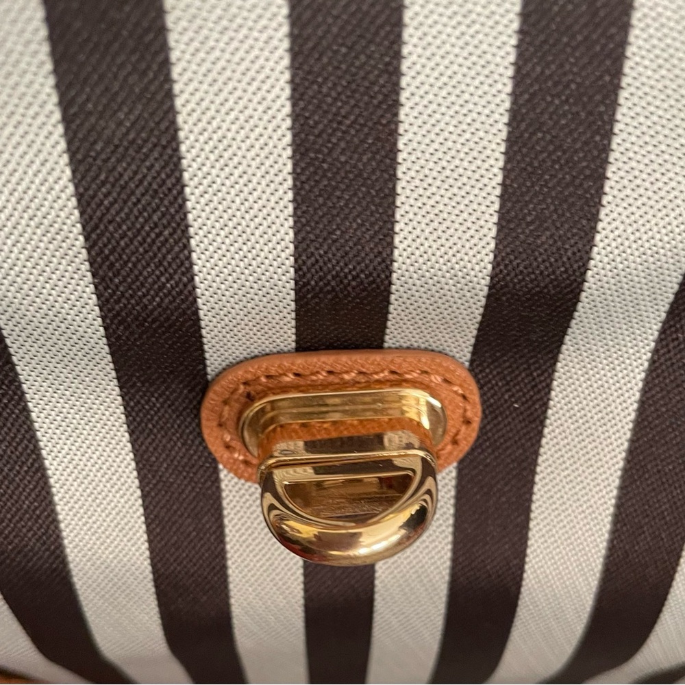 Henri Bendel Iconic Striped Bag with Tan Leather Accents NWOT MSRP $695 & Dusty - Picture 8 of 10